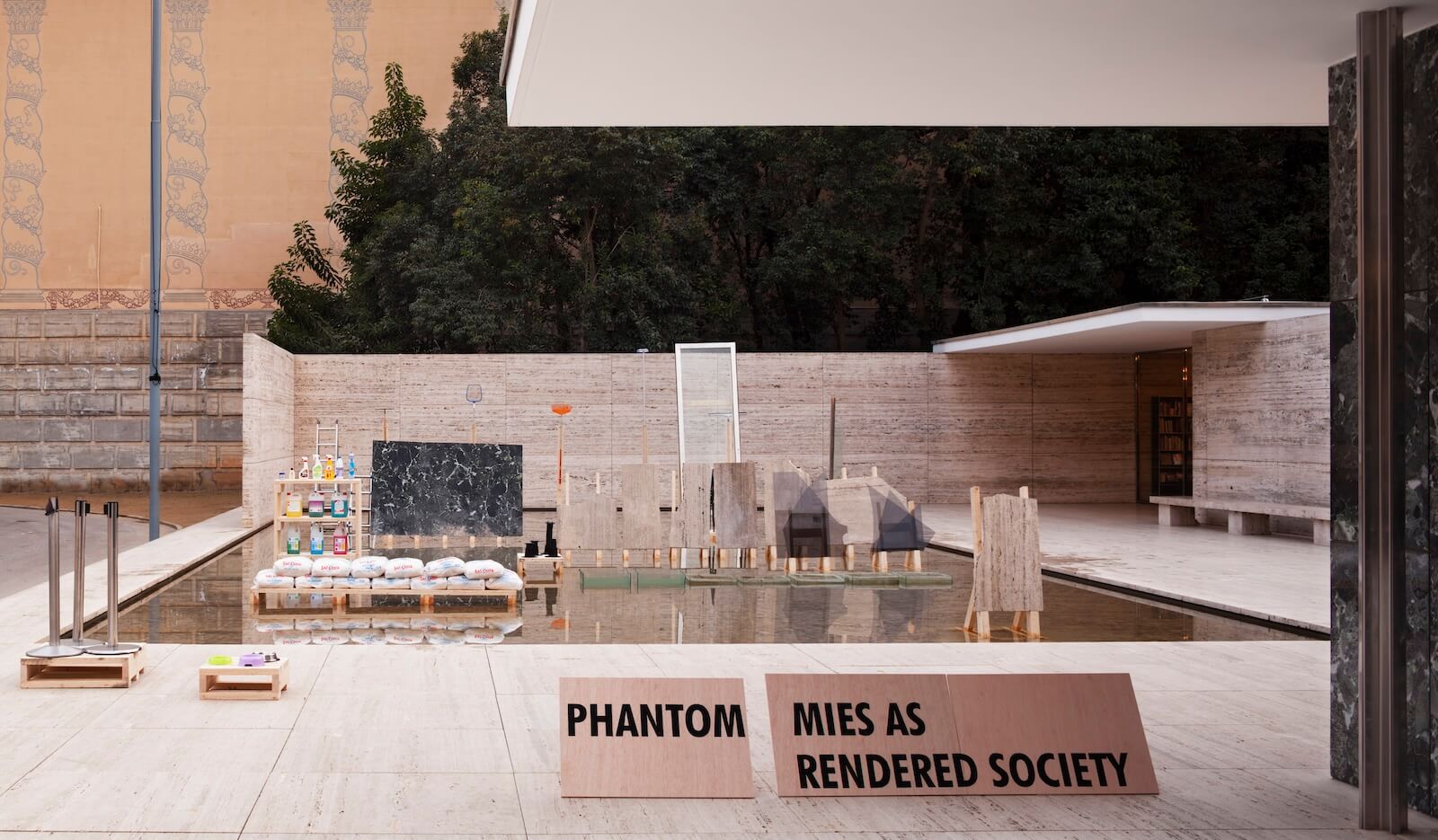 This sitespecific intervention in the basement of Mies van der Rohe’s Barcelona Pavilion uncovers the building’s hidden context — “the networks of people, technologies and institutions that made it possible.”