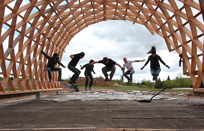 A lamella structure designed by Dalhousie University School of Architecture's Coastal Studio