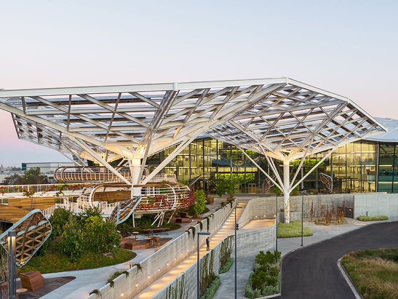 Outdoor workspace at NVIDIA campus in California