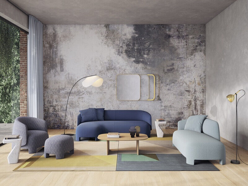 Ligne Roset Taru blue sofa couch seating collection