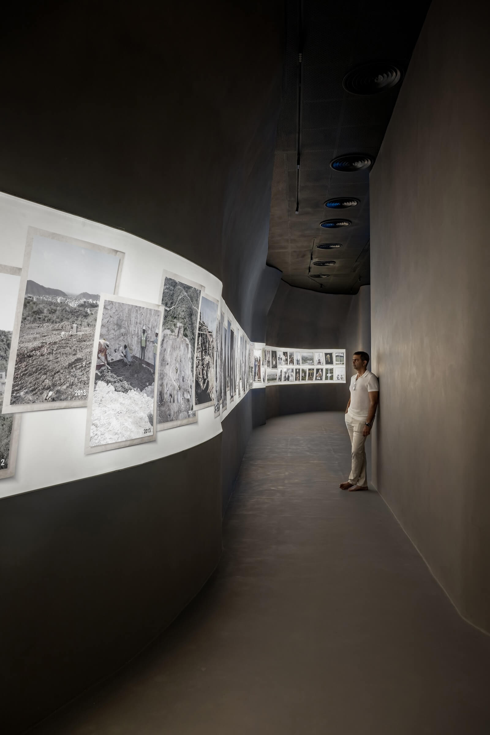 Sanjay Puri's Aatma Manthan Museum features a curving wall of digital photography