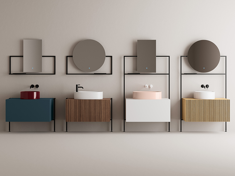 Four vanities in different finishes