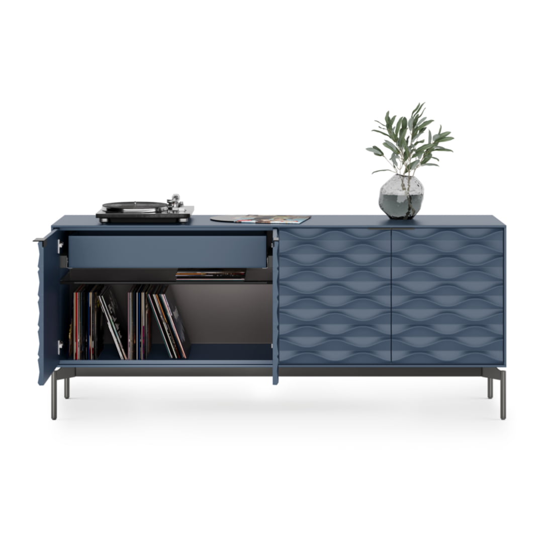 BDI Ripple Credenza 7629 Ocean Brushed Carbon Modern Storage Console with Open Doors