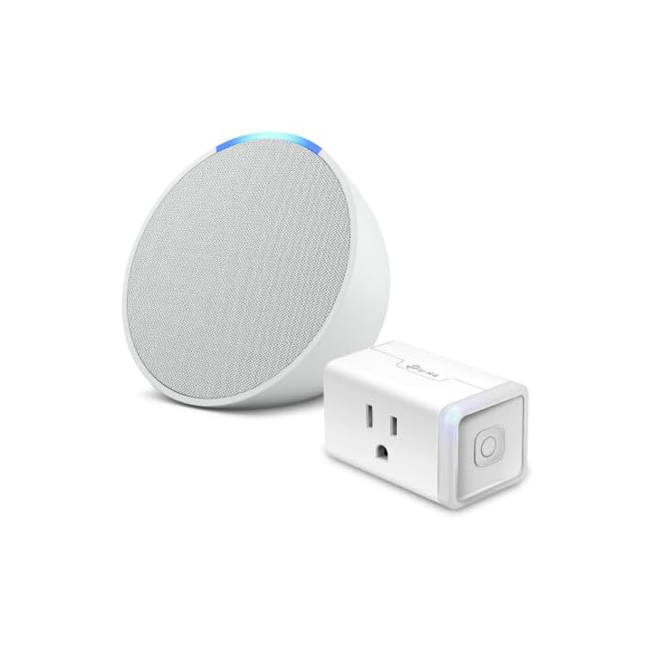 Echo Pop with TP-Link Kasa Smart Plug in Glacier White