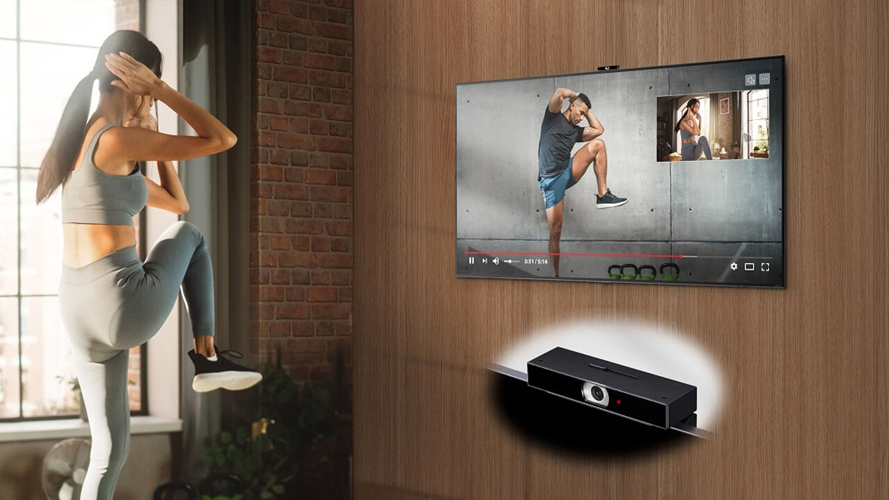 LG VC23GA Smart Camera attaches to TV. Fitness example.