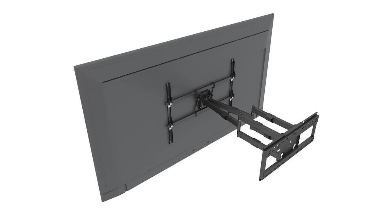 Extended rear view of Monoprice Heavy Duty XL Full-Motion Articulating Extra Long Reach TV Wall Mount (model 44486)