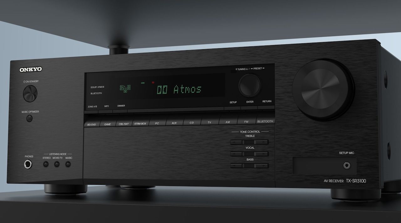 Onkyo TX-SR3100 A/V Receiver Front Angle in Rack