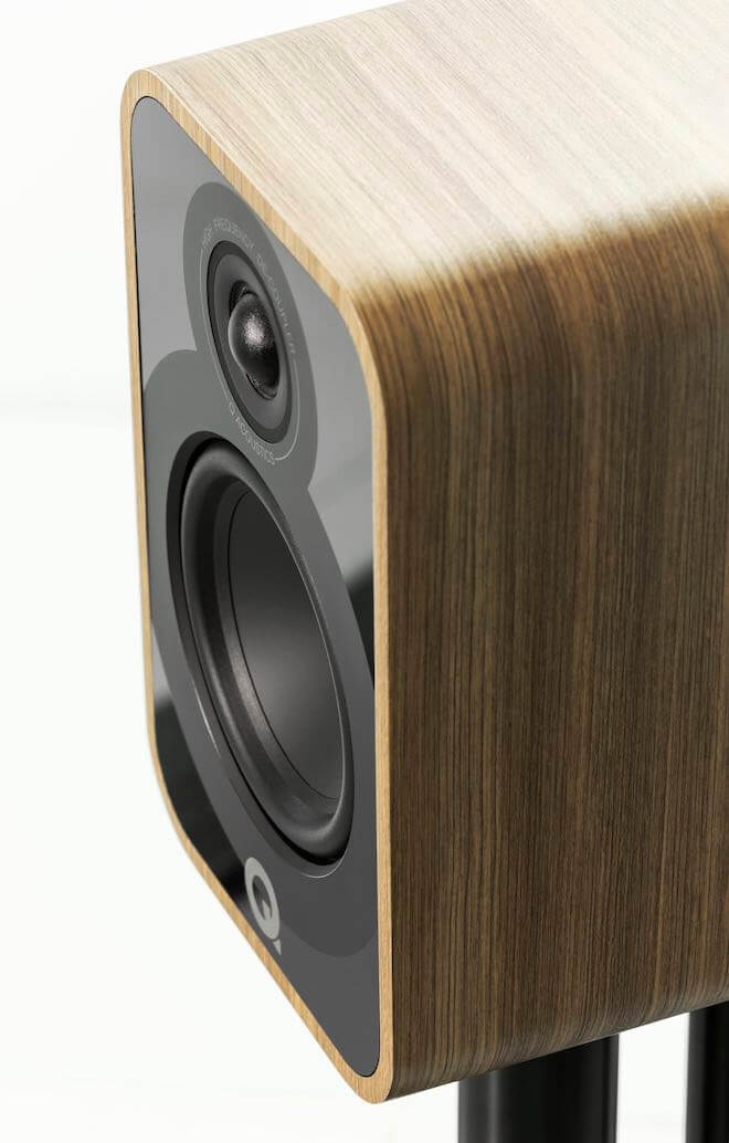 Q Acoustics 5020 Stand-mount Loudspeaker in Holme Oak Top Front Angle