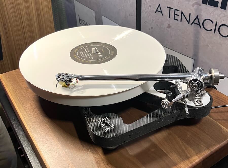 Rega NAIA Turntable Side Angle at CAF 2023